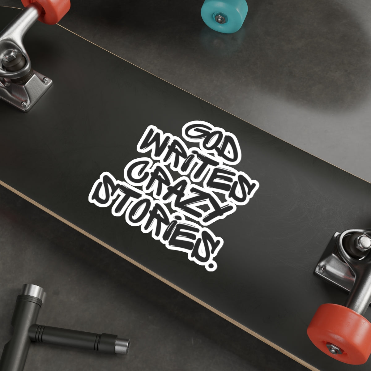God Writes Crazy Stories Die-Cut Sticker